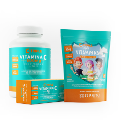 Combo C-triple Proteção Familiar (Vitamina C 500mg, Efervescente, Gomas Kids) - 20% OFF 