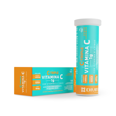 Vitamina C 1g + Vit D 400UI + Zinco 10mg efervescente - C-Triple