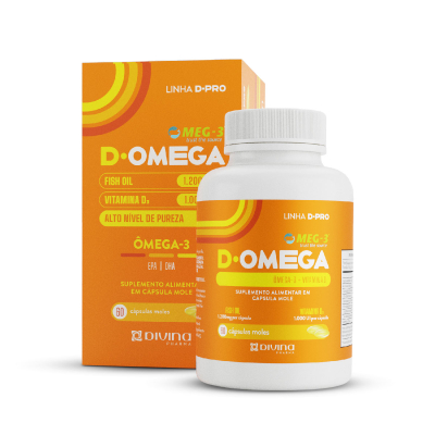 Vitamina D 1.000UI + Óleo de Peixe com 60 cápsulas - D.Ômega